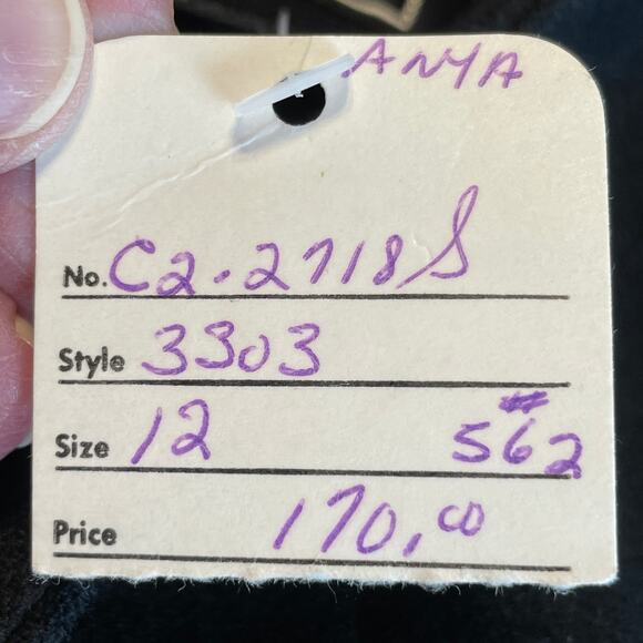 Vintage Anya Black Wool Lined Back Vent Red Beaded Bow Pencil Skirt Size 12 - Picture 12 of 12